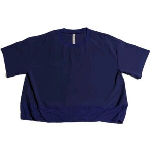 Athleta Womens Medium Blue Crop Top‎ Short Sleeve Stretch B Corp